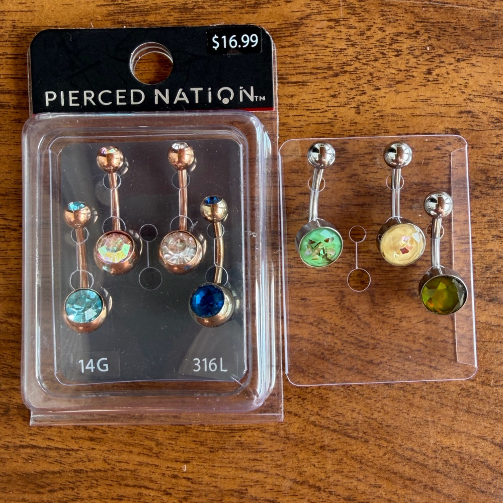 Pierced Nation Multi-Color Belly Rings Set